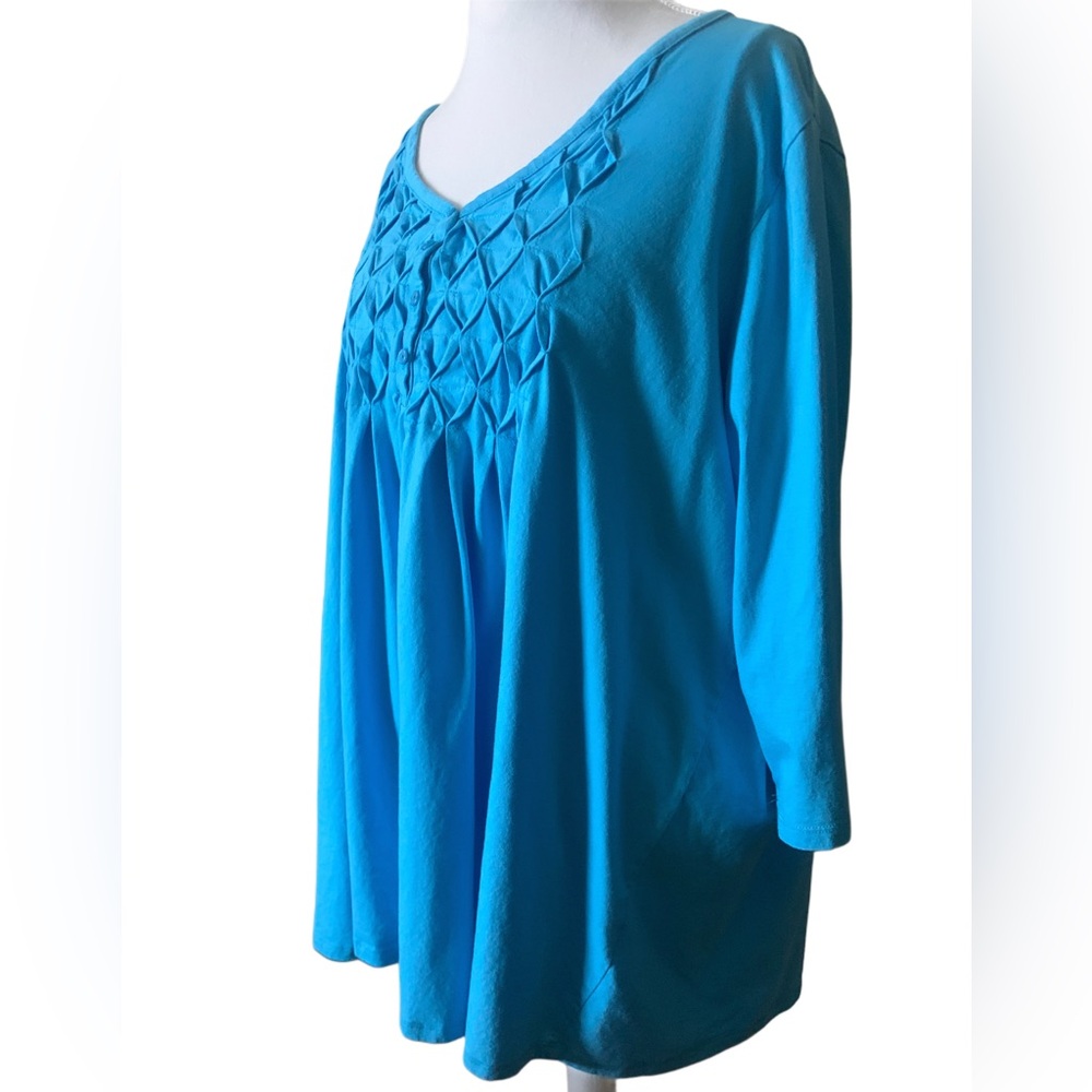 Woman Within 2X Blue Top - Picture 2 of 7